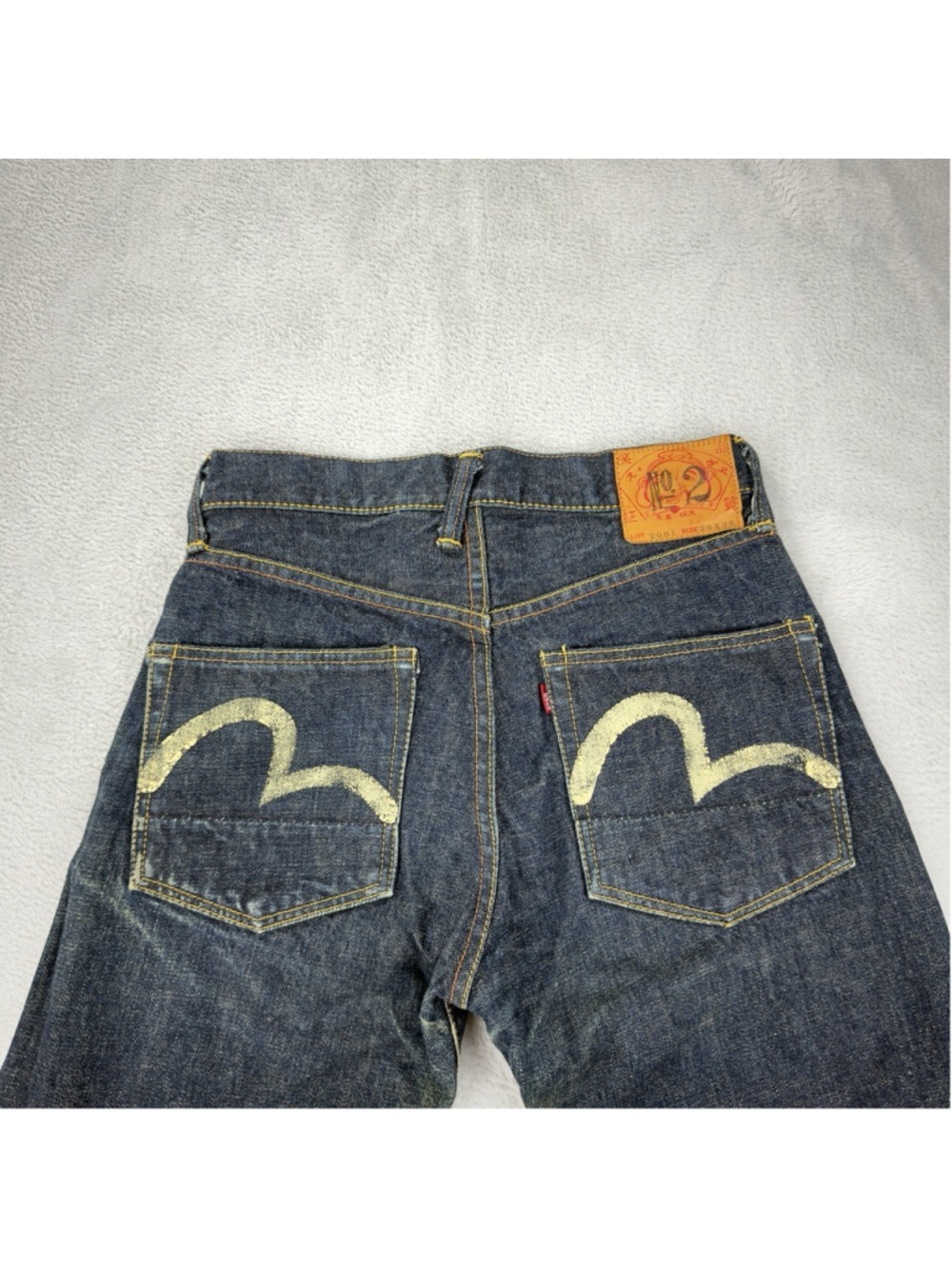 Evisu No 2 2001 Men's Sz 27 W X 29 L Red Selvedge Embroidered Straight Leg Jeans - Picture 5 of 11